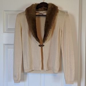 Bill blass faux fur sweater cream size S